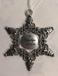 Snowflake Photo Tree Ornament "To Grandpa With Love"