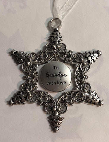 Snowflake Photo Tree Ornament "To Grandpa With Love"