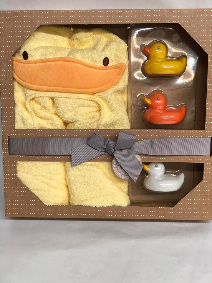 Duck Hooded Towel Baby Gift Set