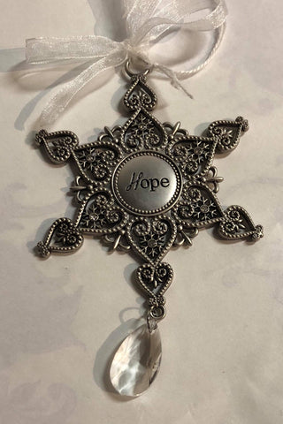 Snowflake Tree Ornament with Hanging Charm "Hope"