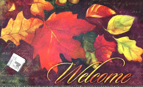 Welcome with Fall Leaves Mat - Large