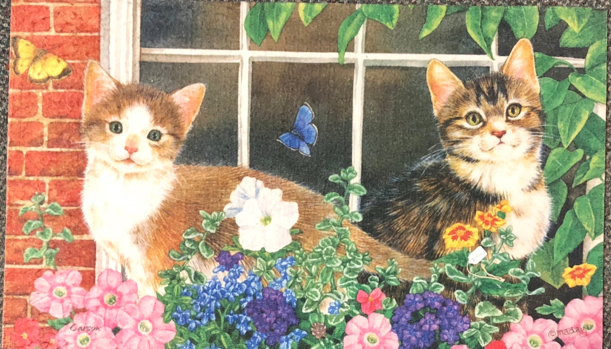 Kittens in the Flowers  Mat- Large