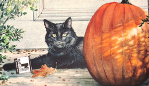 Black Cat with Pumpkin Mat - Large