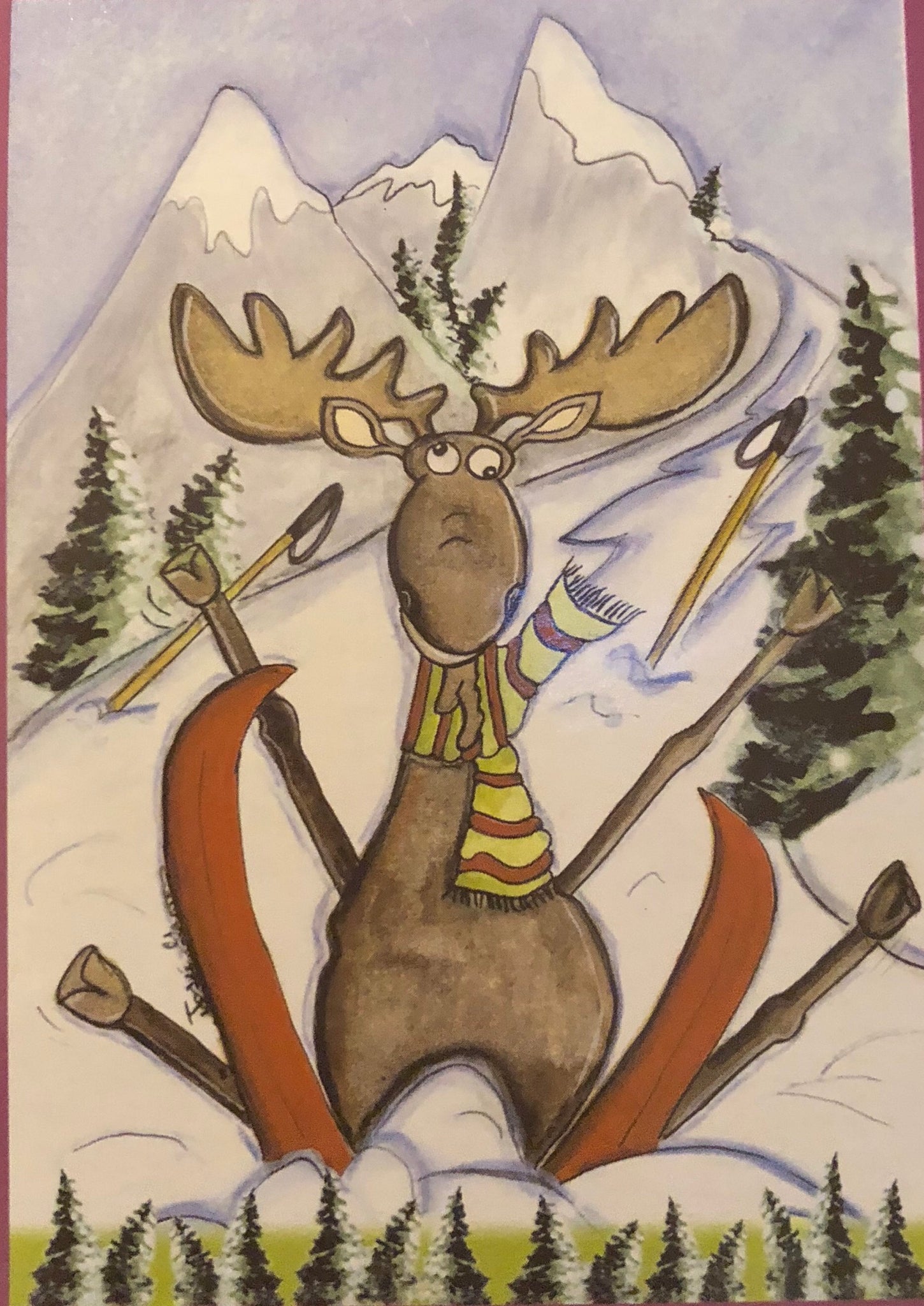 Moose Skiing- Large Flag