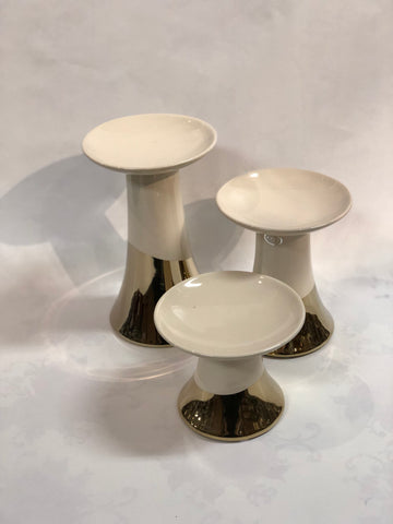 Cream & Gold Ceramic Candle Holder