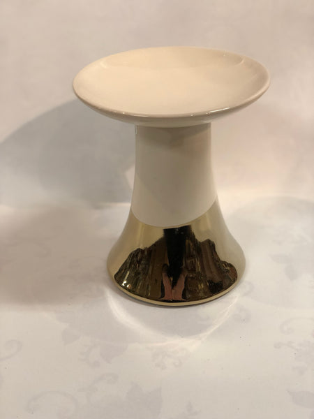 Cream & Gold Ceramic Candle Holder