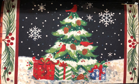 Christmas Tree with Cardinals and Presents Mat - Large