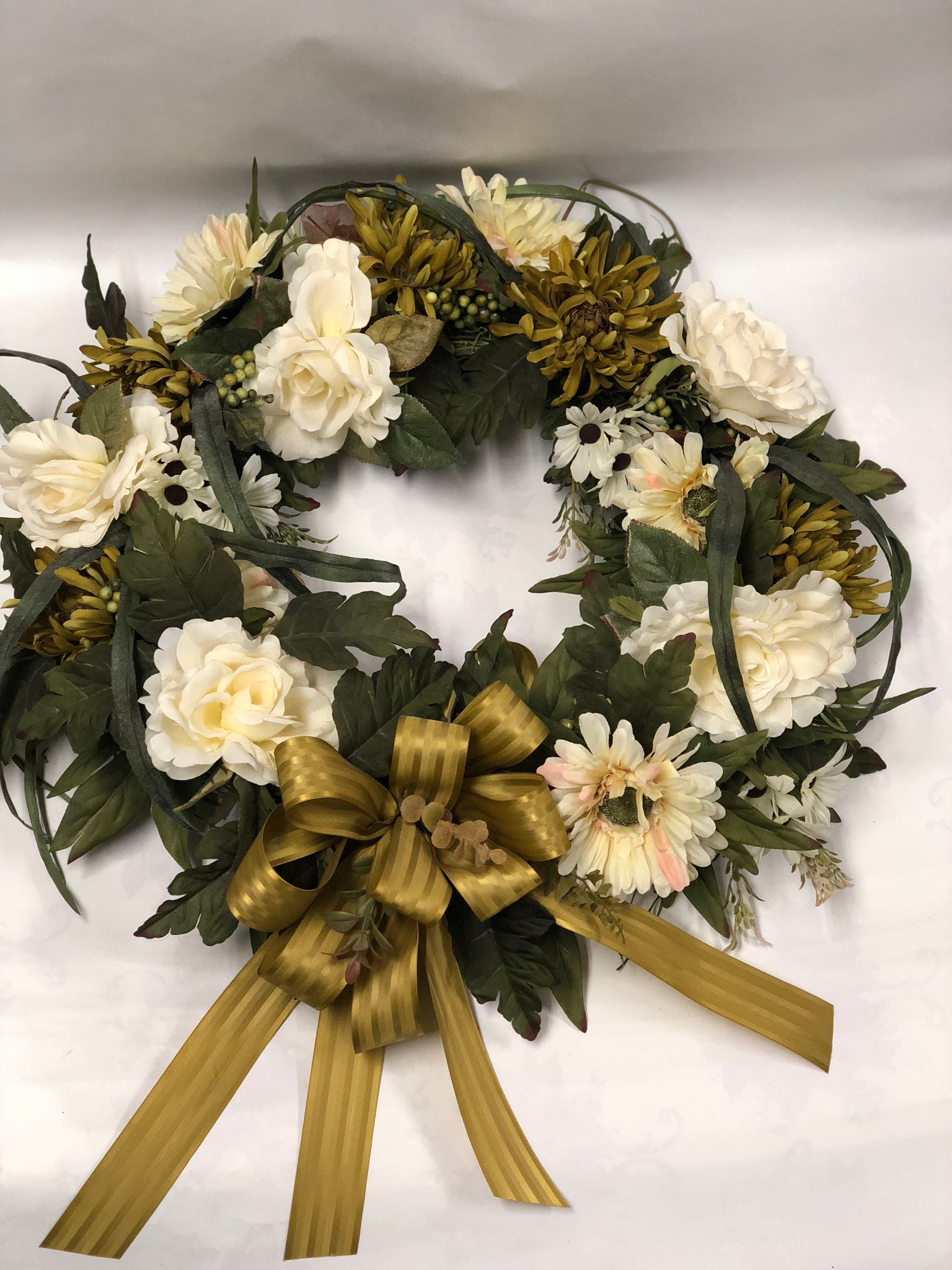 Cream and Olive Green Floral Wreath