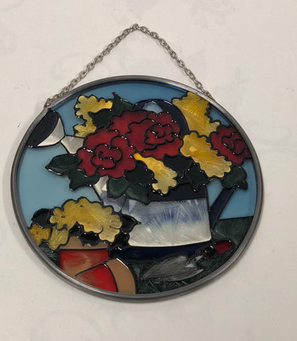 Watering Can With Flowers Suncatcher