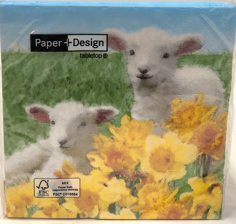Cocktail Napkin- Cute Lambs