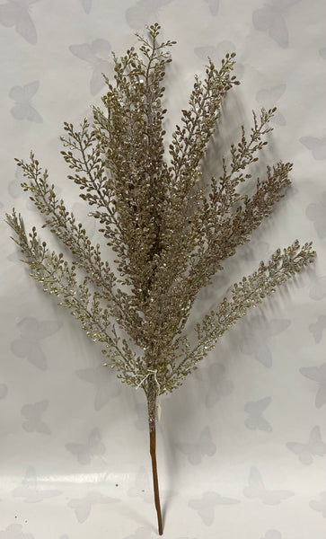 Glitter Fern Bush -Champagne Silver