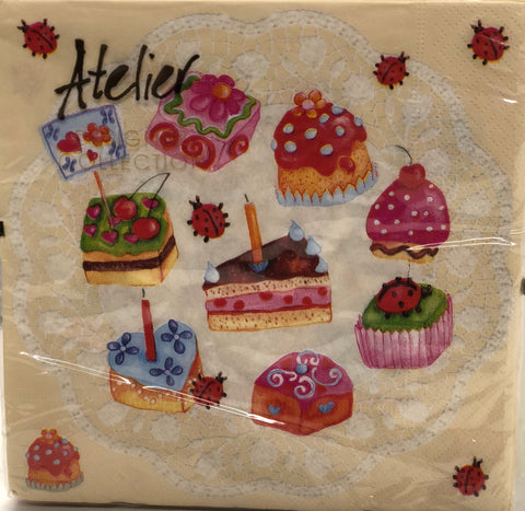 Luncheon Napkin-Birthday Cakes