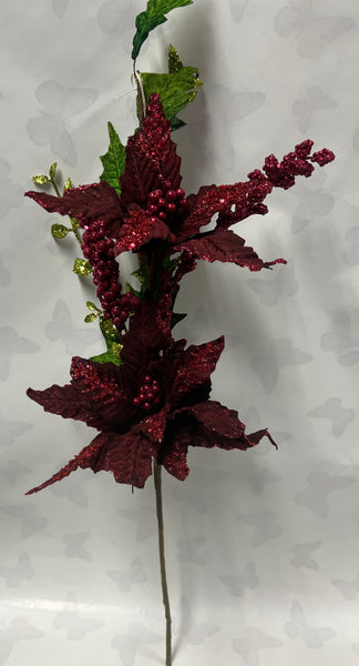 Burgundy Poinsettia Branch