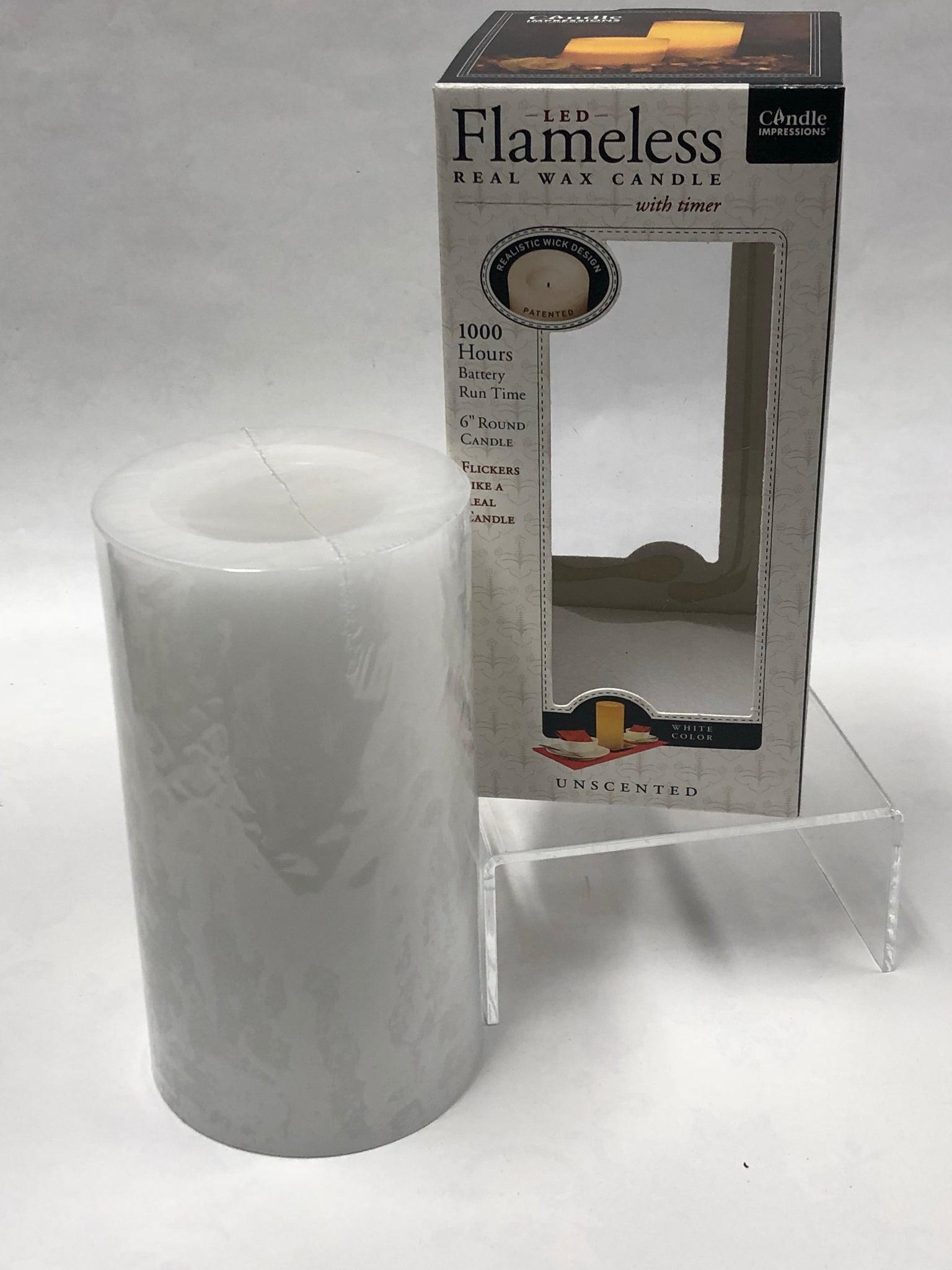 Candle Impressions -Battery Candle -White 6” Unscented