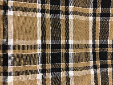 Table Cloth- Plaid- Light Brown, Black and White