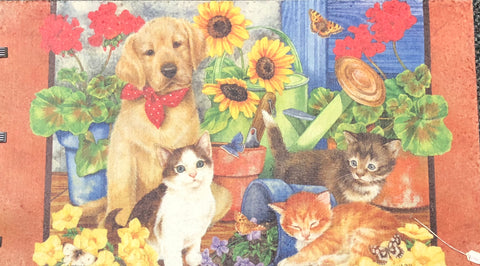 Dog with Kittens Mat -Large