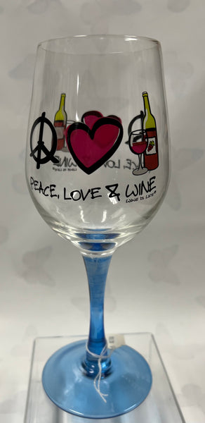 Peace, Love, Wine -Wineglass