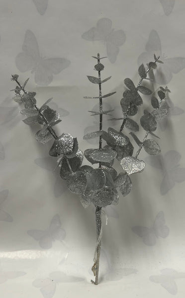 Silver Glitter Eucalyptus Pick