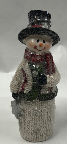 Glitter Knit Snowman Ornament- Silver Star
