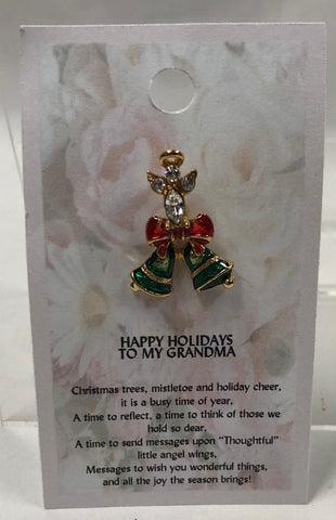 Happy Holidays To My Grandma Angel Pin
