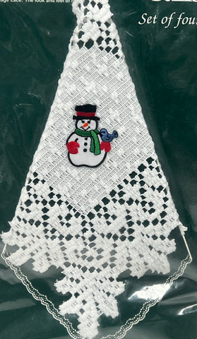 Napkin Cuffs -Classic With Snowman -White