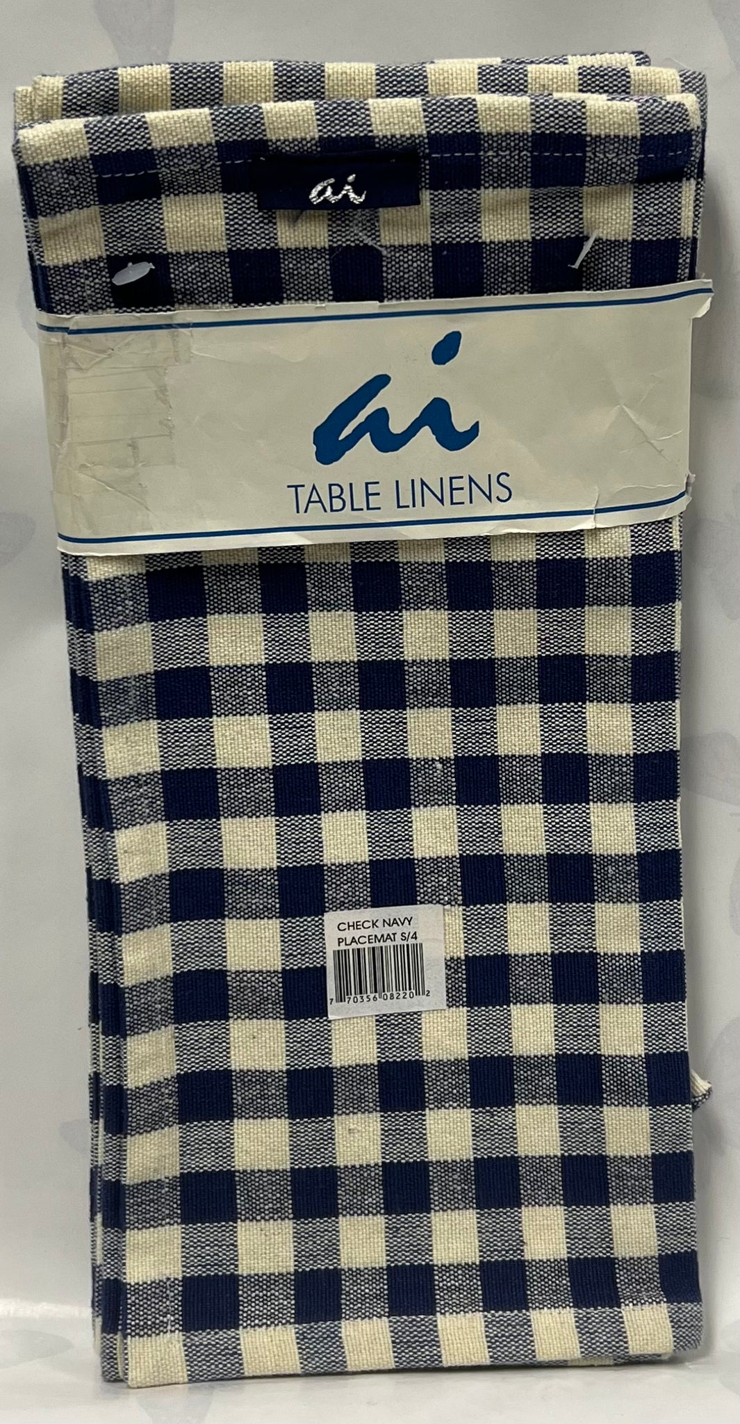 Navy/ Ivory Check Cloth Placemat