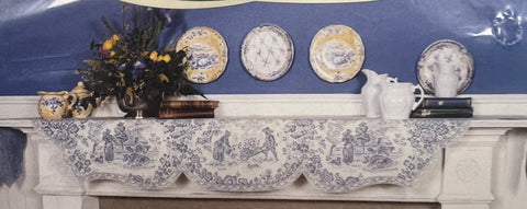 Mantle Scarf -Les Fleurs -Blue/Ivory