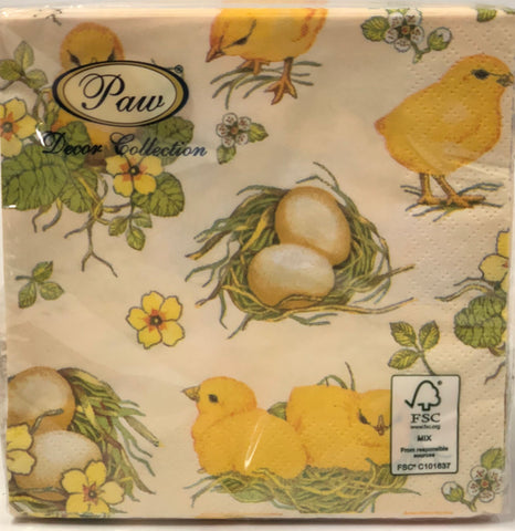 Cocktail Napkin- Chicks and Nests