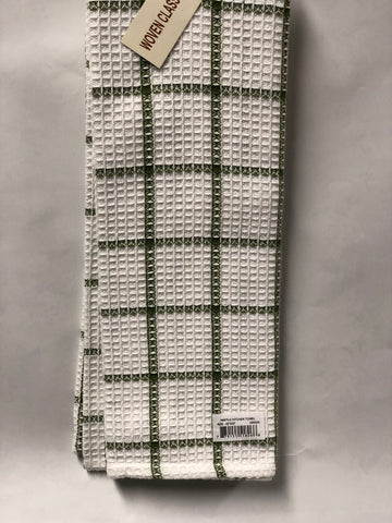 Waffle Kitchen Towels White - Green