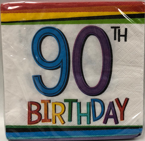 Cocktail Napkin -Rainbow Birthday 90