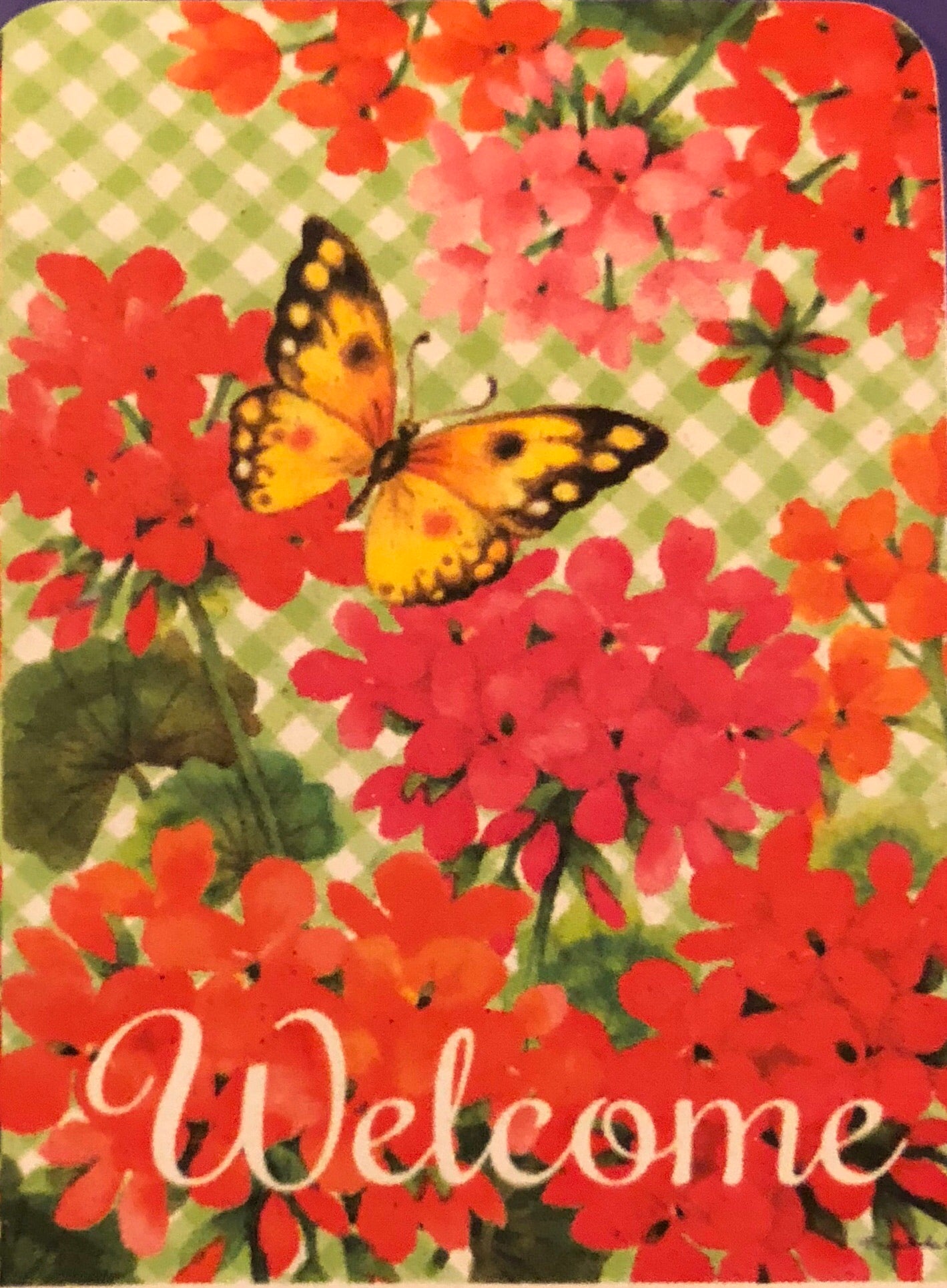 Gingham Geraniums- Large Flag