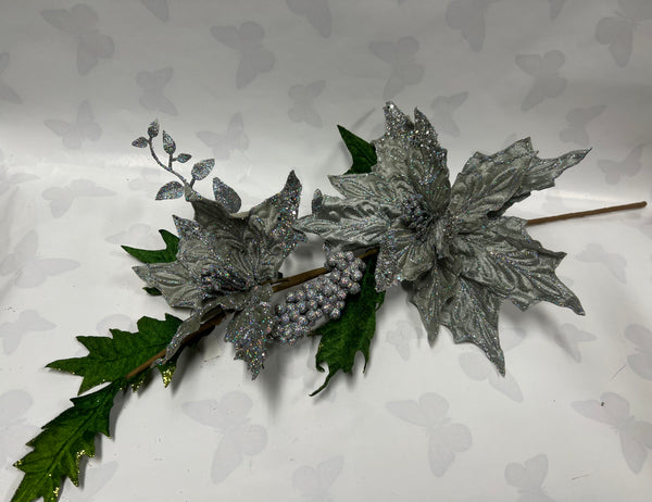Silver Poinsettia Spray