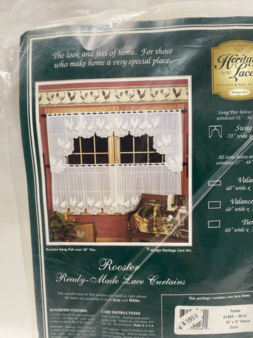 Rooster - 60"x15" Valance -Ecru