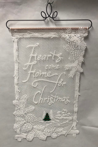 Hearts Come Home With Tree -Lace Wall Hanging