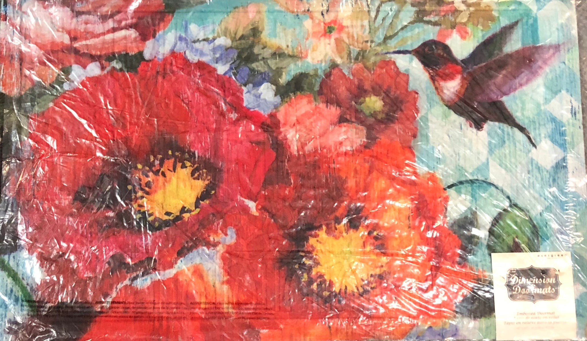 Hummingbird and Poppies Mat - Large Embossed