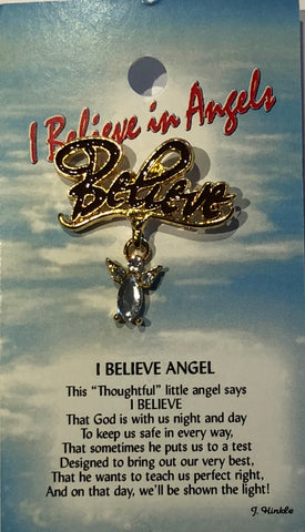 I Believe Angel Pin -Clear