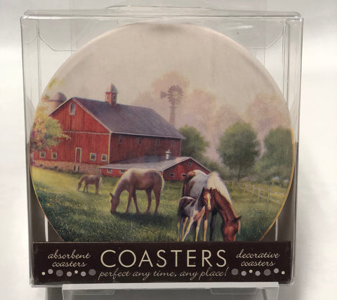 Coaster Set -Country Road and Horse Barn