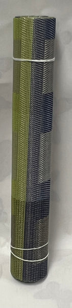 Woven Vinyl Table Runner -Blue, Rust and Green