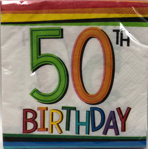 Cocktail Napkin -Rainbow Birthday 50