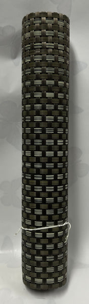Woven Vinyl Table Runner -Large Basketweave Brown, Taupe and Green