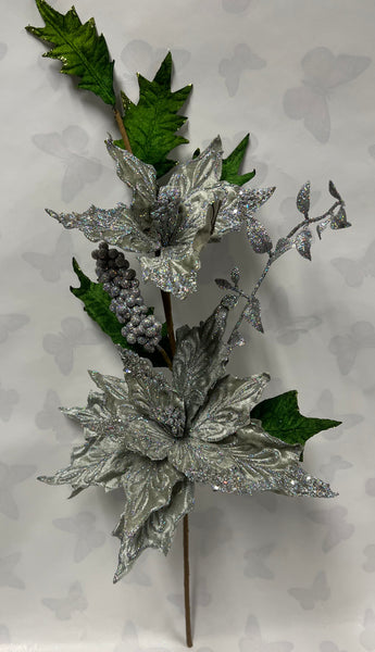 Silver Poinsettia Spray