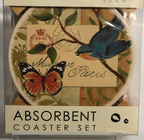 Bird Study Coaster Set With Caddy