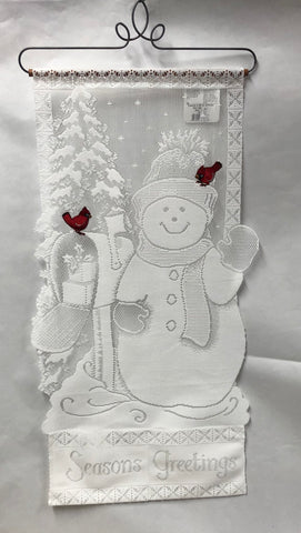 Season’s Greetings With Cardinal -Lace Wall Decor