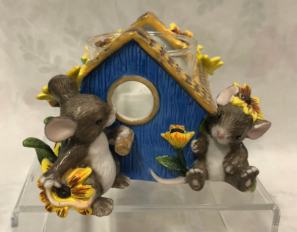 Charming Tails -Spring Garden -Birdhouse Votive Candle Holder
