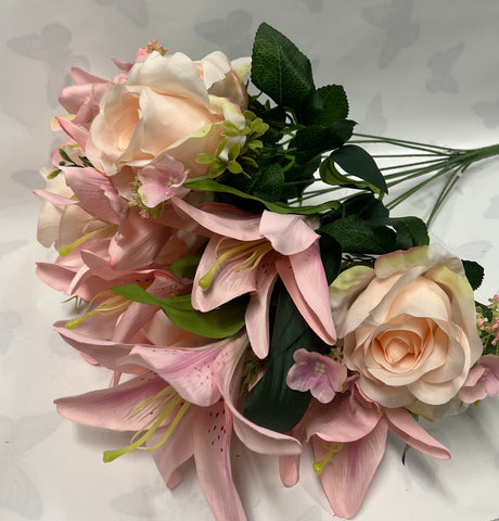 Artificial Rose/ Lily Bush -Pink
