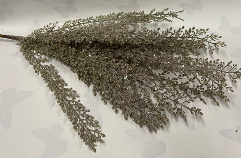Glitter Fern Bush -Champagne Silver