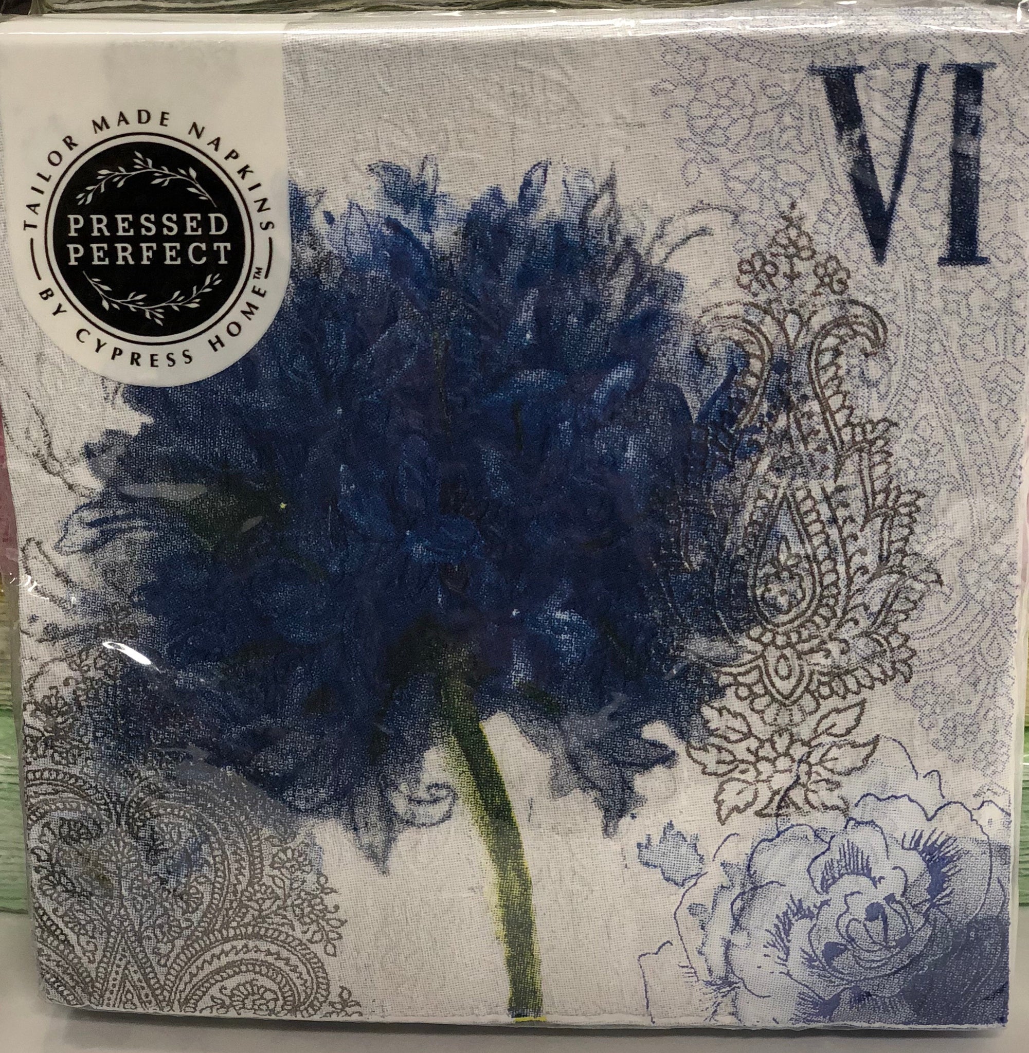 Cocktail Napkin- Indigo Embossed