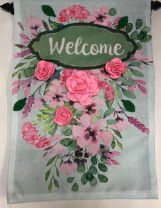 Spring Floral Welcome -Small Flag