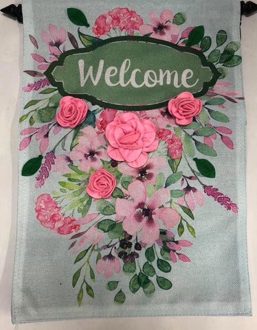 Spring Floral Welcome -Small Flag