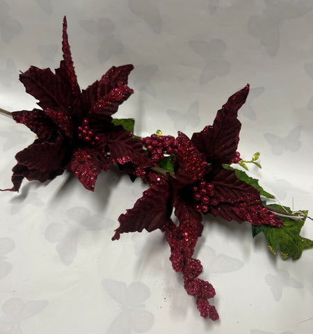 Burgundy Poinsettia Branch